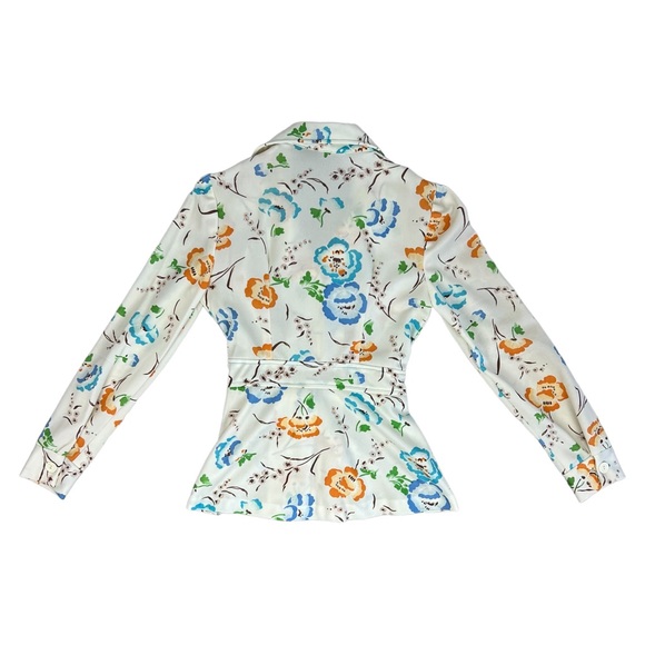 Vtg 60’s 70’s Button Up Blouse Floral Belted Long Sleeve Boho Hippie Retro Sz 12 - Picture 6 of 6